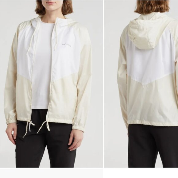 Columbia Butter Yellow White Color Block May Valley Windbreaker Jacket M - Picture 1 of 8